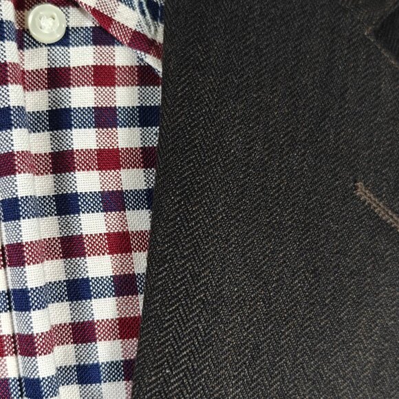 English Manor Mens Sport Coat Blazer Two Button Brown Herringbone Wool Blend 42R - Picture 7 of 16